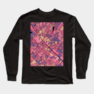 Brampton Map Pattern in Purple & Pink Long Sleeve T-Shirt